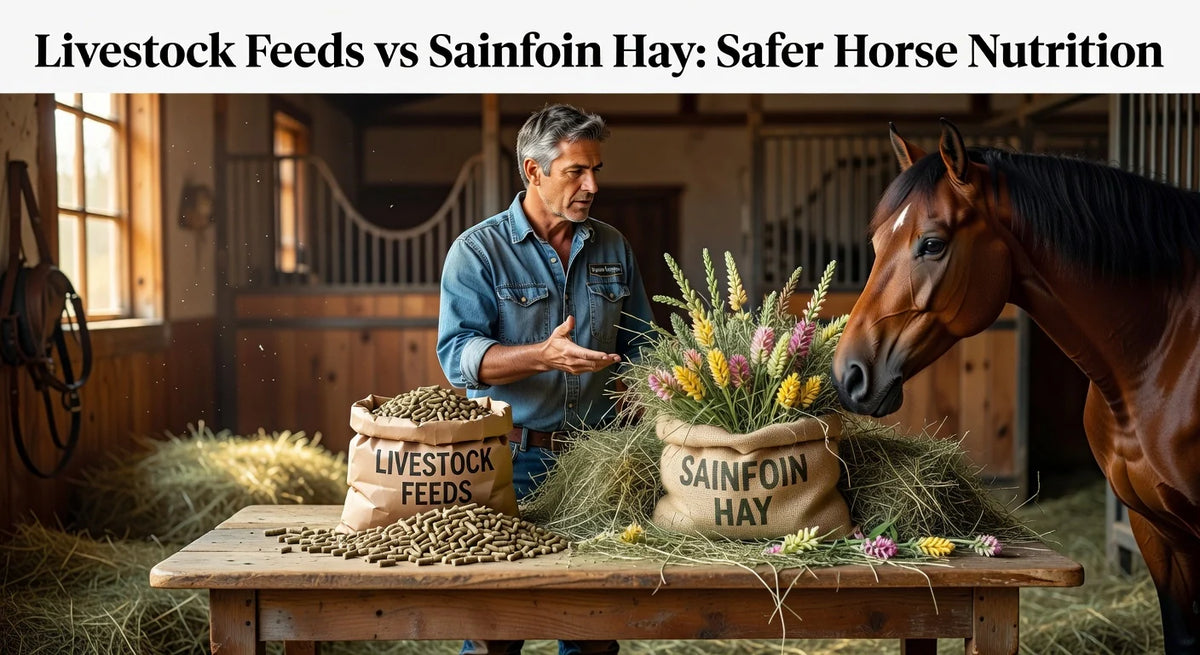 Livestock Feeds vs Sainfoin Hay: Safer Horse Nutrition – Heavenly Hay